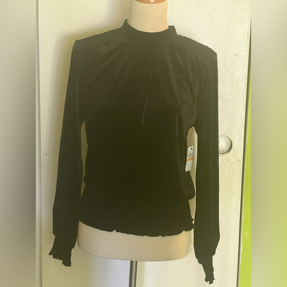Laundry by Shelli Segal Small black velour top New With Tags polyester blend - Picture 2 of 14